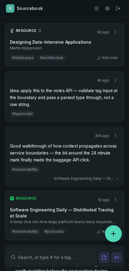 Unified feed shown in dark mode